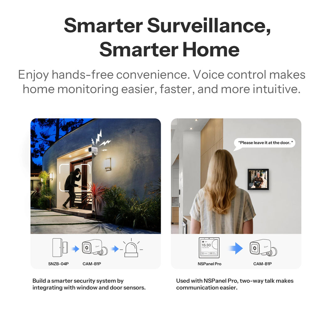 Caméra Extérieure WiFi SONOFF CAM-B1P - 2K QHD - Détection IA - Rotation 180° - IP65