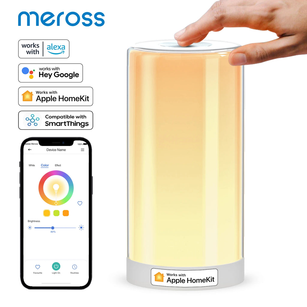 Lampe de Chevet WiFi Meross MSL430 - RGBWW - Variateur Tactile - 2700K-6500K - HomeKit & Alexa