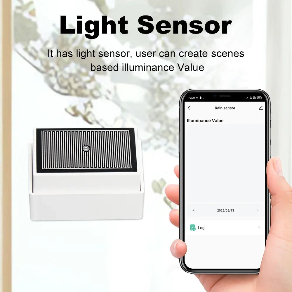 Capteur de Pluie & Luminosité Zigbee Tuya - 2 en 1 - IPX4 Extérieur - Home Assistant Z2M