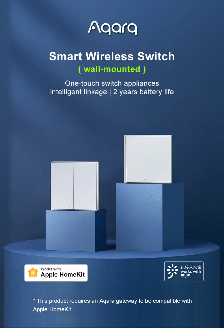 Interrupteur Mural Sans Fil Aqara D1 | Commande Zigbee 3.0 | Apple HomeKit & Mi Home