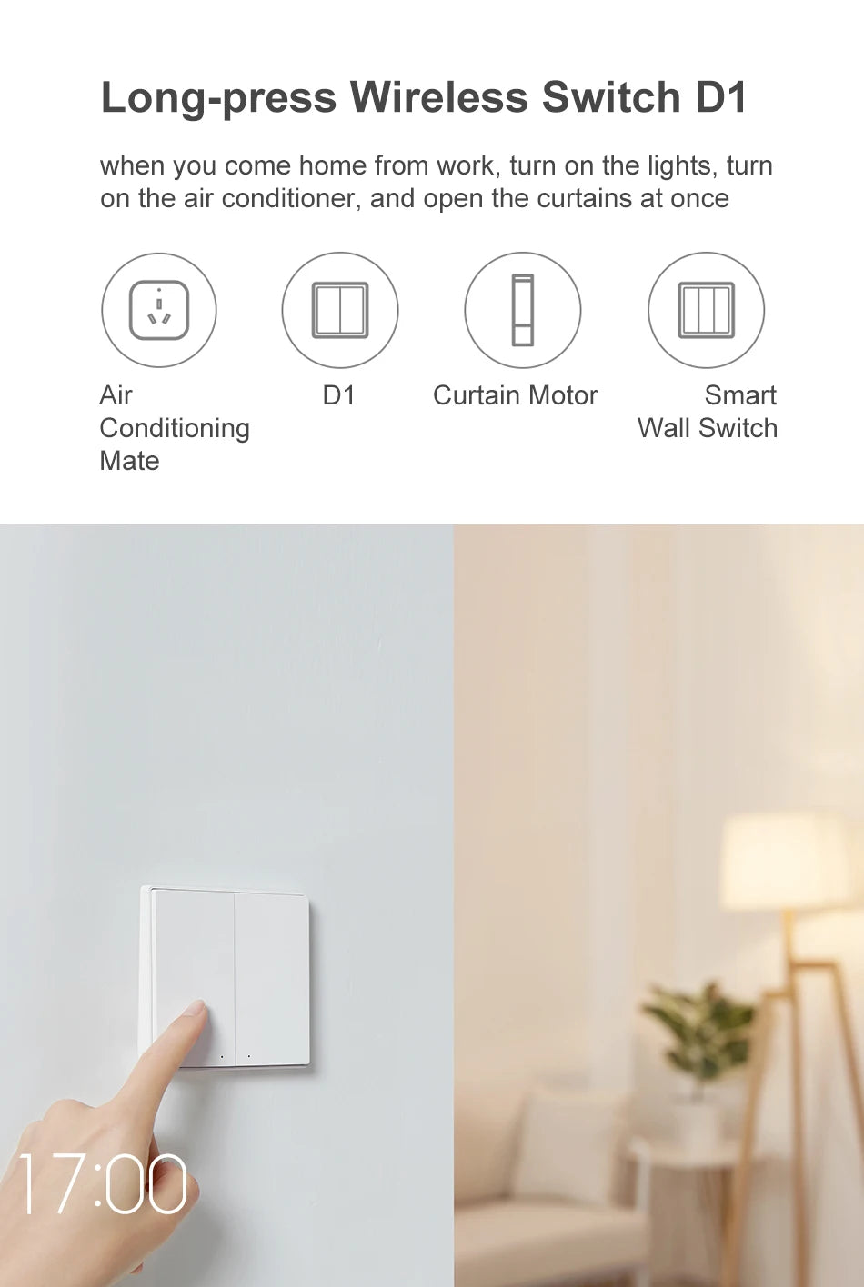 Interrupteur Mural Sans Fil Aqara D1 | Commande Zigbee 3.0 | Apple HomeKit & Mi Home