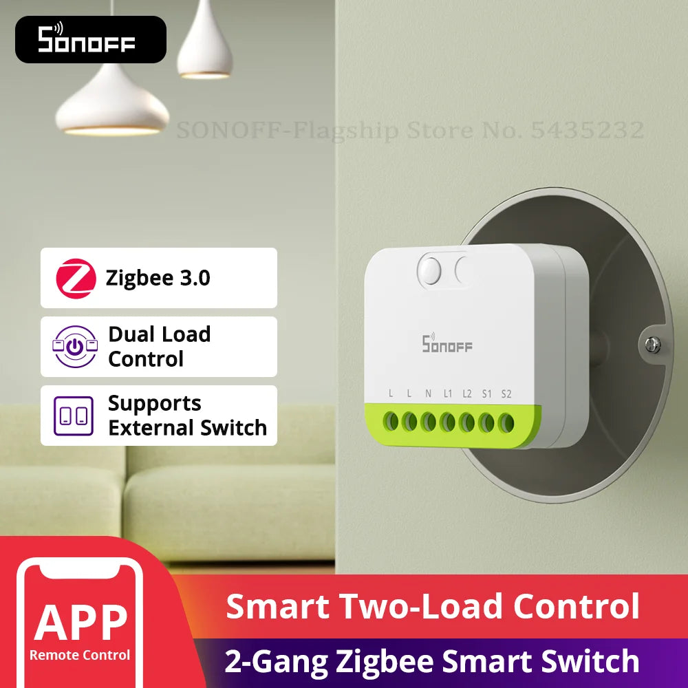 Micro-Module Zigbee SONOFF MINI DUO ZB2GS - 2 Canaux - 10A/16A - Repeteur Zigbee - Avec Neutre