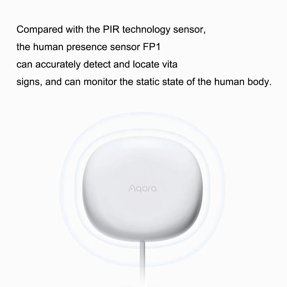 Capteur de Presence Humaine Zigbee Aqara FP1 - Radar mmWave - Detection Immobile - Zones Multiples