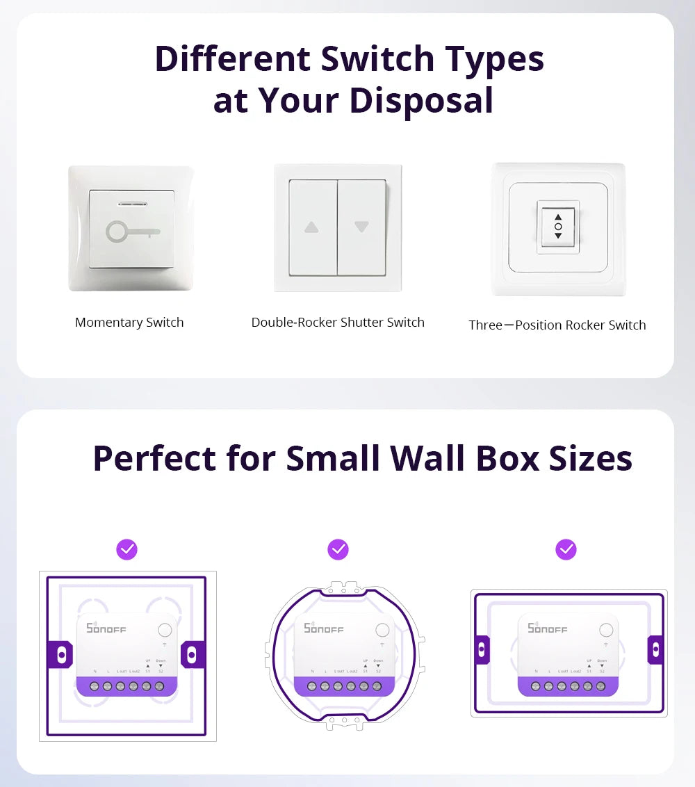 Module Volet Roulant Matter SONOFF MINI-RBS - WiFi - Controle % - Calibration Auto - HomeKit & Alexa