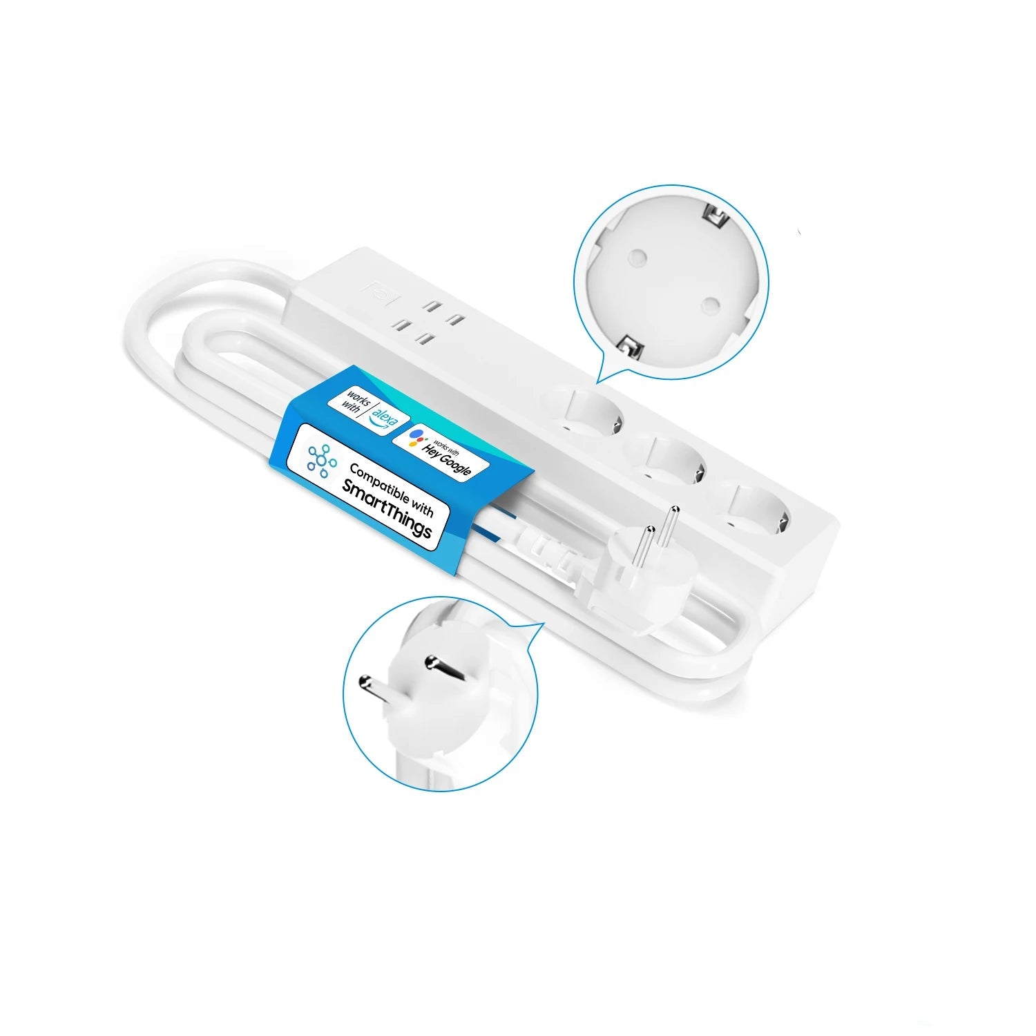 Multiprise Connectee WiFi Meross MSS425E - 3 Prises - 4 USB - HomeKit & Alexa - Sans Hub