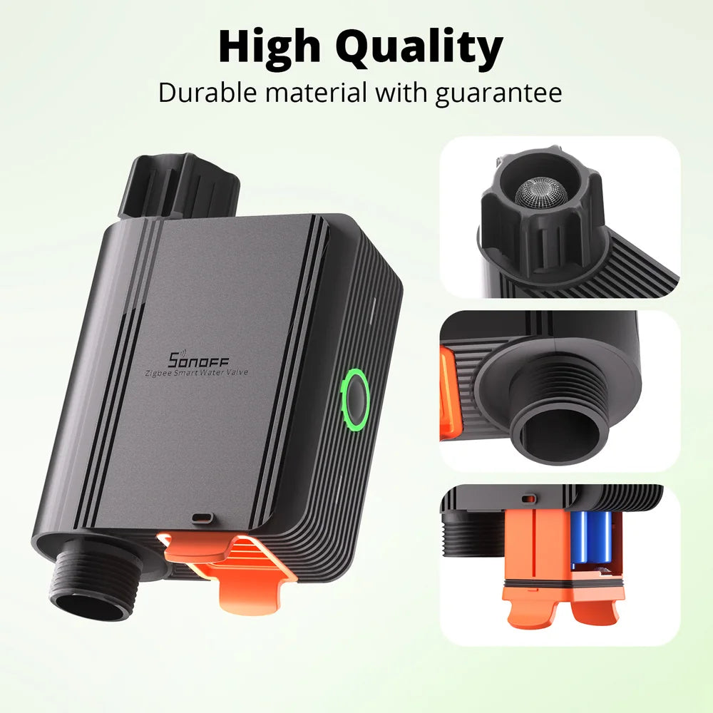 Vanne d'Arrosage Connectée Zigbee SONOFF SWV - Suivi Consommation Eau - IP55 - Programmation