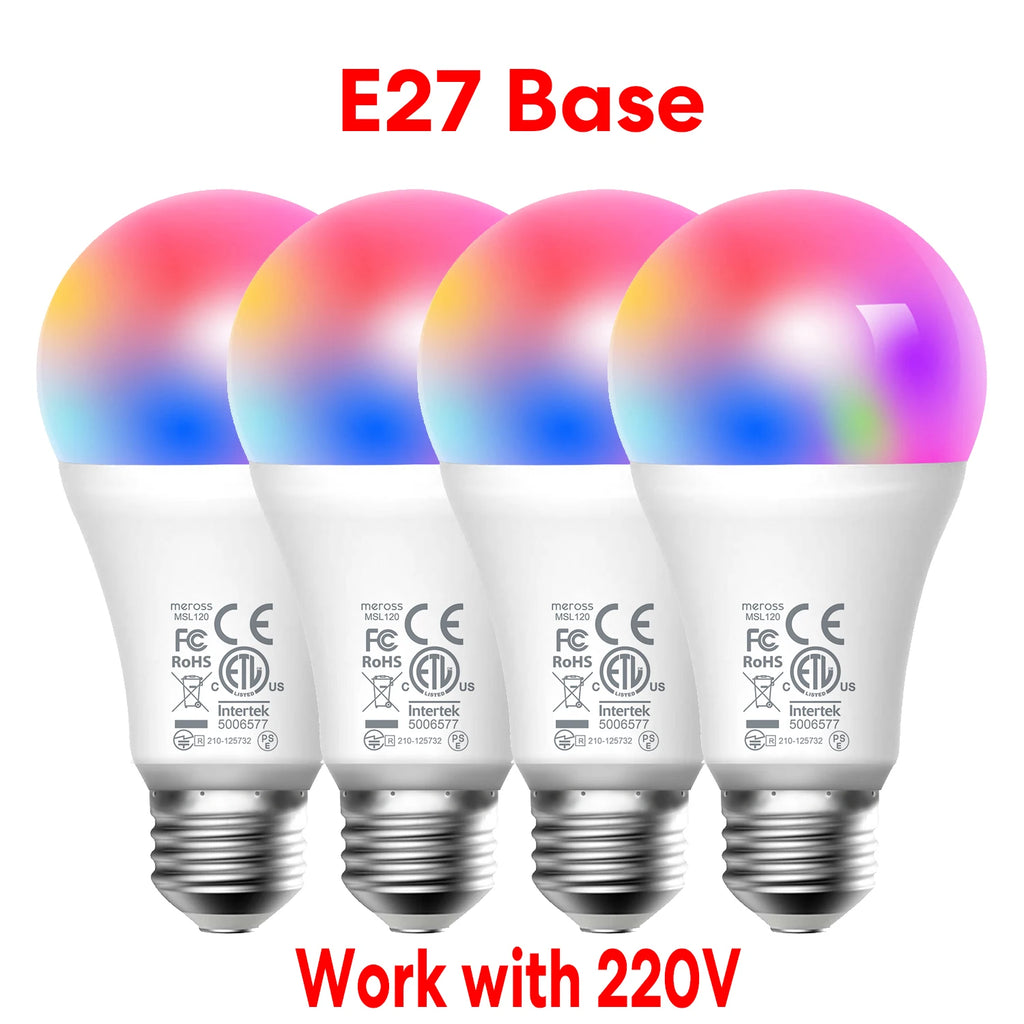 Ampoule Connectée WiFi Meross RGBWW - E27 - 16M couleurs - 810lm - HomeKit & Alexa - Sans Hub
