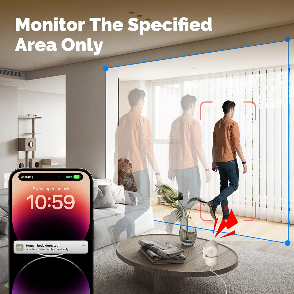 Caméra Intérieure WiFi MOES P52 - 1080P PTZ 360° - Suivi Automatique - Vision Nocturne