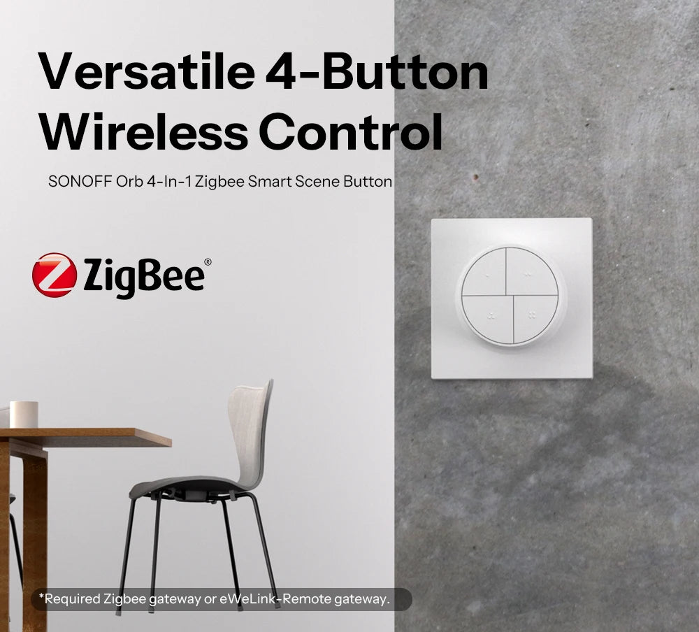 Bouton Scene Zigbee SONOFF Orb SNZB-01M - 4 Boutons - 16 Actions - Double Protocole - 4 ans