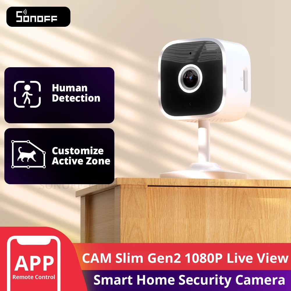 Camera Interieure WiFi SONOFF CAM Slim Gen2 - 1080P - Detection IA Humaine - Vision Nocturne - RTSP