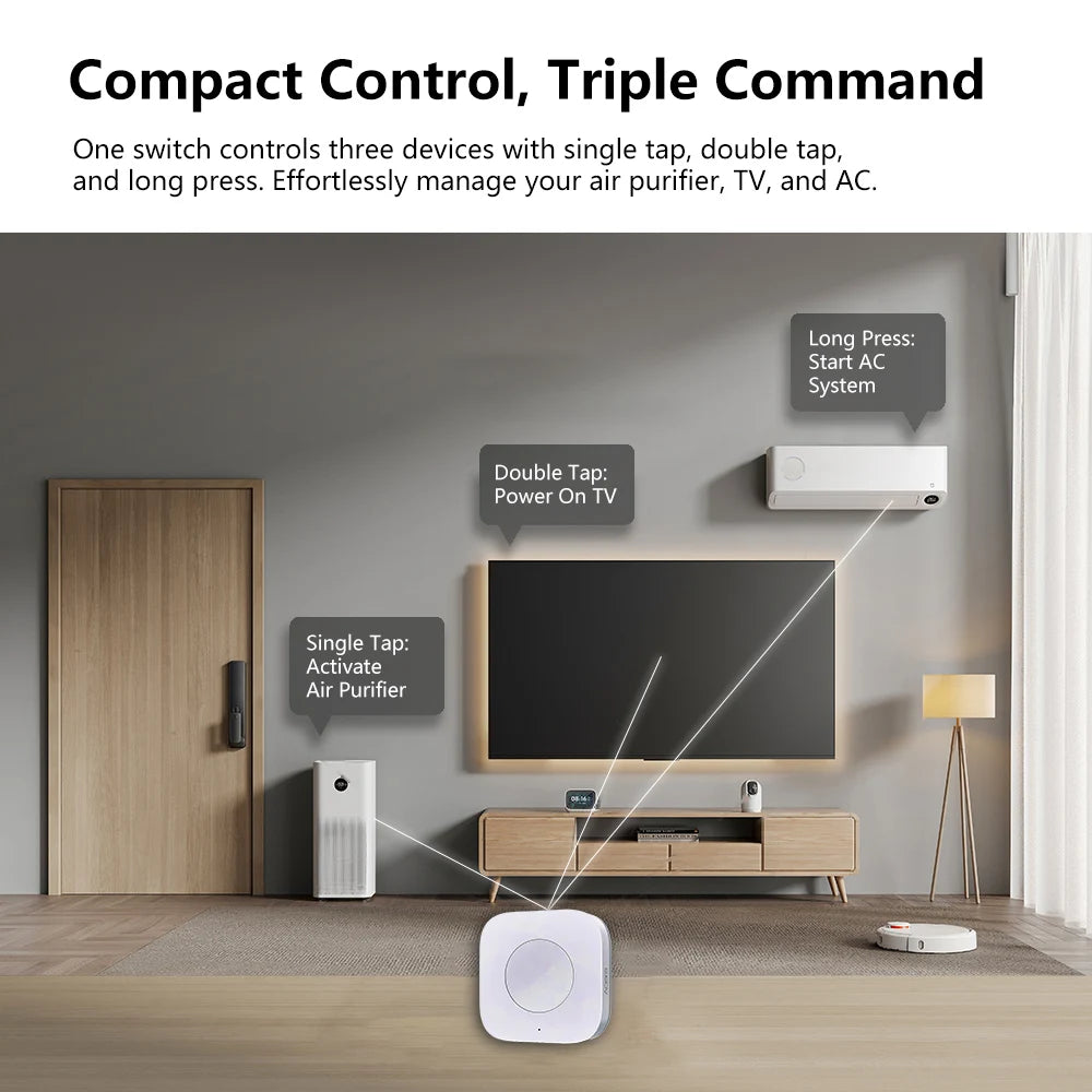Interrupteur Sans Fil Zigbee Aqara Wireless Mini Switch WXKG11LM - 3 Actions - HomeKit & Mi Home