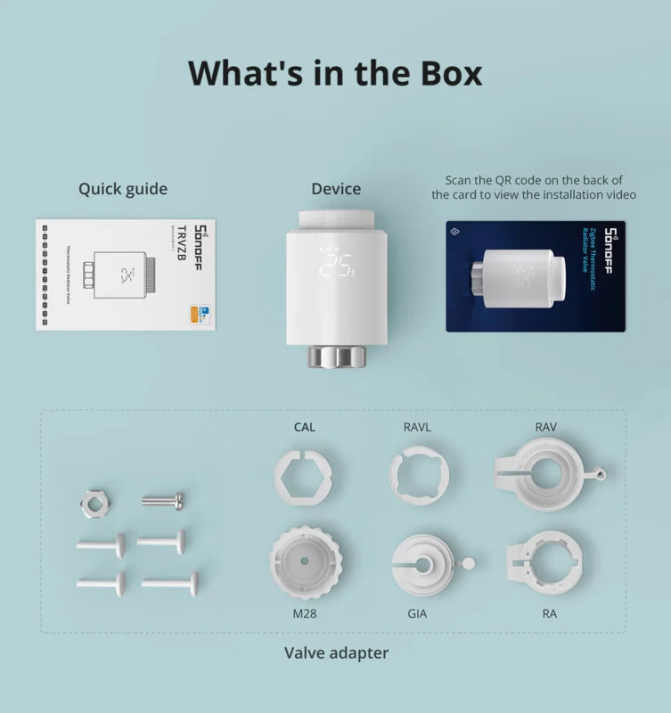 Vanne Thermostatique Connectée Zigbee SONOFF TRVZB - Détection Fenêtre Ouverte - Programmation