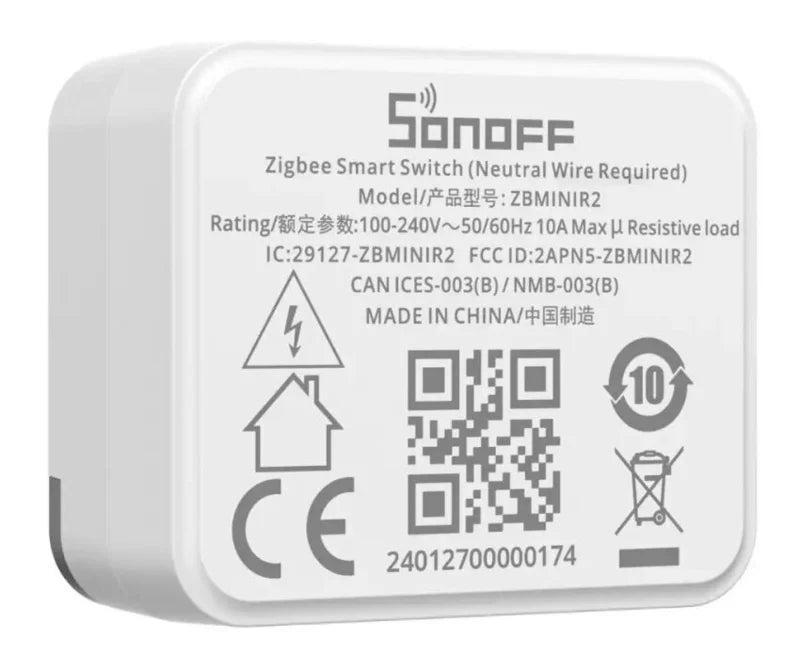 Micro-Module Zigbee SONOFF ZBMINIR2 - Avec Neutre - 10A - Répéteur Zigbee - Va-et-vient