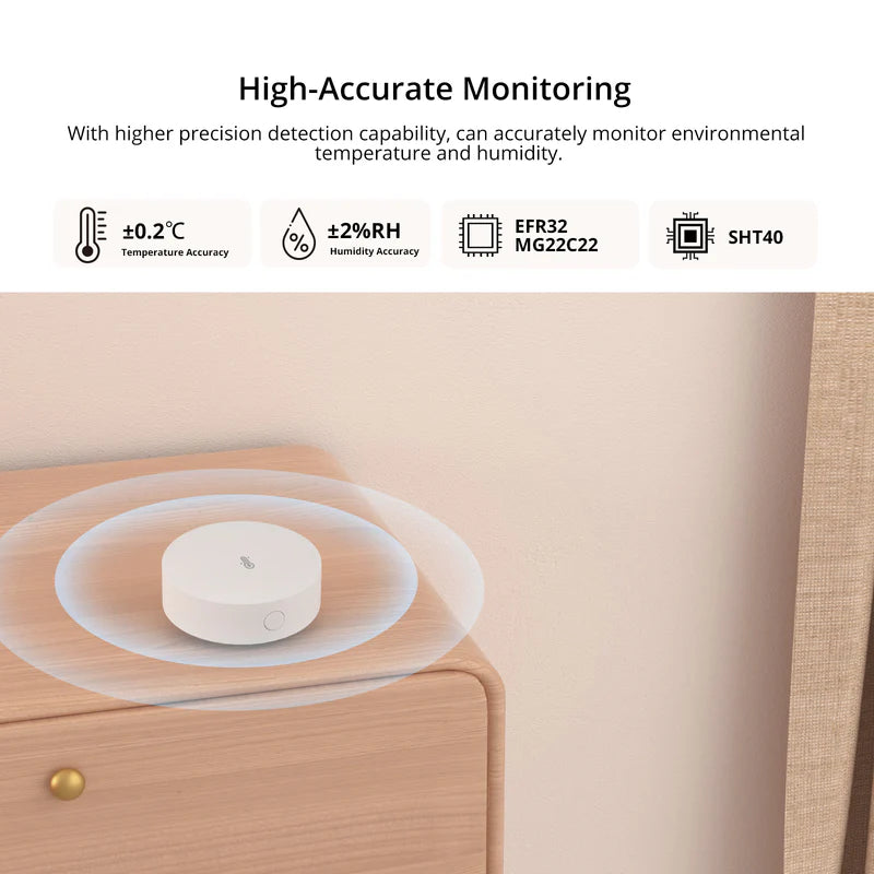 Capteur Température & Humidité Zigbee SONOFF SNZB-02P - Précision ±0,2°C - Capteur Suisse - 4 ans