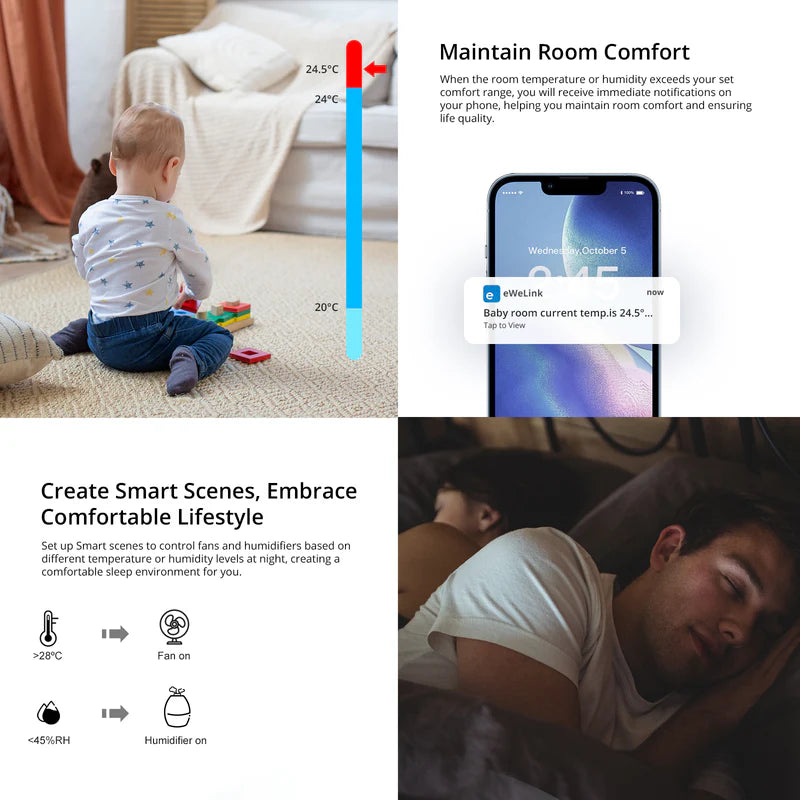 Capteur Température & Humidité Zigbee SONOFF SNZB-02P - Précision ±0,2°C - Capteur Suisse - 4 ans